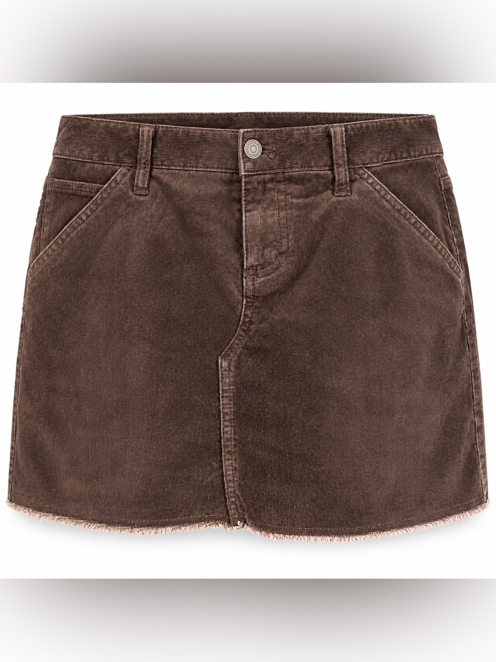 Express Y2K Chocolate Brown Corduroy Raw Hem Mini Skirt Size 4